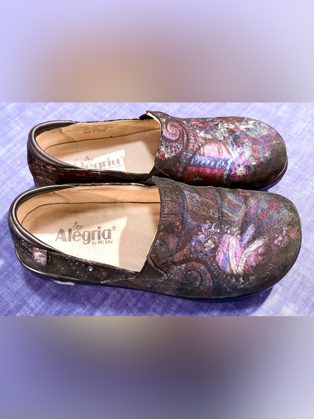 Alegria by PG Lite KEL-753 Women's Slip-On Shoes/Clogs. multicolor paisley.